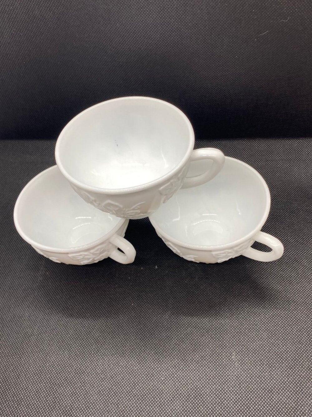 Indiana Glass Milk Glass Flowers Punch or Tea cups
